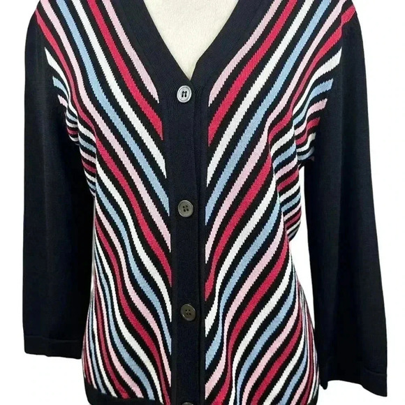 Doncaster colorful striped cardigan sweater size large - Picture 2 of 9